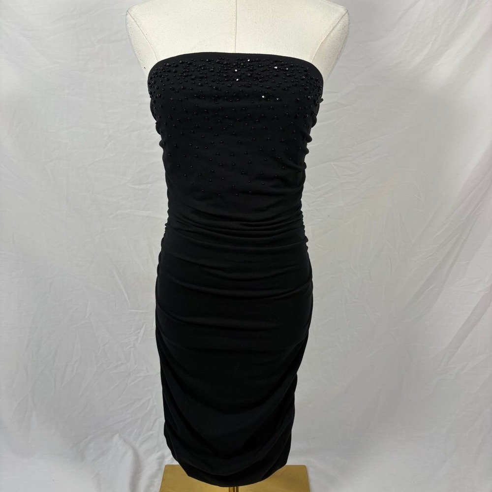 Express black ruched bodycon midi dress rhinestones small y2k formal going out